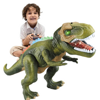 Elektrisch ferngesteuerter Dinosaurier – Realistisches, laufendes und brüllendes Dino-Spielzeug mit LED-Beleuchtung – Grün