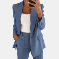 Heidi-Mode | Zweiteiliges Blazer und Hosen Satz für Damen – Blau
