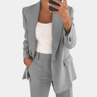 Heidi-Mode | Zweiteiliges Blazer und Hosen Satz für Damen – Grau