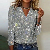 Jinny - Elegantes Top mit V-Ausschnitt – Silber