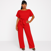 Elva Krawatten-Gürtel-Overall – Rot