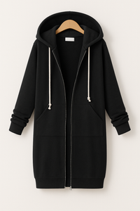 Ember Knielanger Hoodie – Schwarz