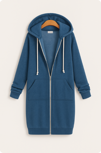 Ember Knielanger Hoodie – Blau