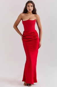 Crelhilda | Glänzendes Maxikleid – Rot