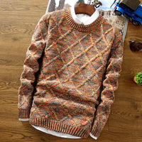 Herren Grobstrickpullover | mit Strickmuster und langen Ärmeln – Orange