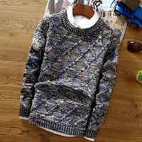 Herren Grobstrickpullover | mit Strickmuster und langen Ärmeln – Blau