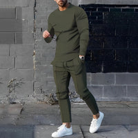 RAFAEL – Leichtes Set aus Pullover und Hose für Herren – Oliv