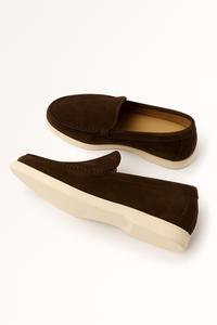 Ernstjan Loafers weiße Sohle Wildleder – Kaffee