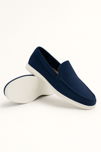 Ernstjan Loafers weiße Sohle Wildleder – Marine