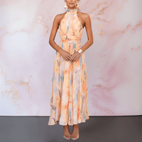 Nora | Modisches Kleid Damen Neckholder – Orange