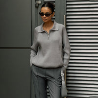 Mathilda | Weicher Alltags Strickpullover – Grau