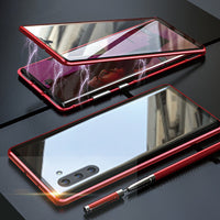Sommerliche Magnetisches Gehärtetes Glas Doppellagige Handyhülle für Samsung | Extra Schutz und Langlebigkeit – Rot