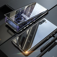 Sommerliche Magnetisches Gehärtetes Glas Doppellagige Handyhülle für Samsung | Extra Schutz und Langlebigkeit – Schwarz