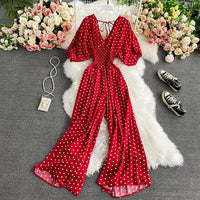 OLIVIA - Jumpsuit mit Tupfenmuster – Rot
