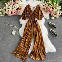 OLIVIA - Jumpsuit mit Tupfenmuster – Kaffee