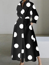 Elena - Elegantes Maxikleid – Punkt-schwarz