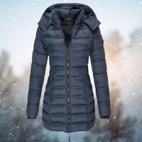 Warme Damen Winterjacke mit Daunen und Kapuze – Marine