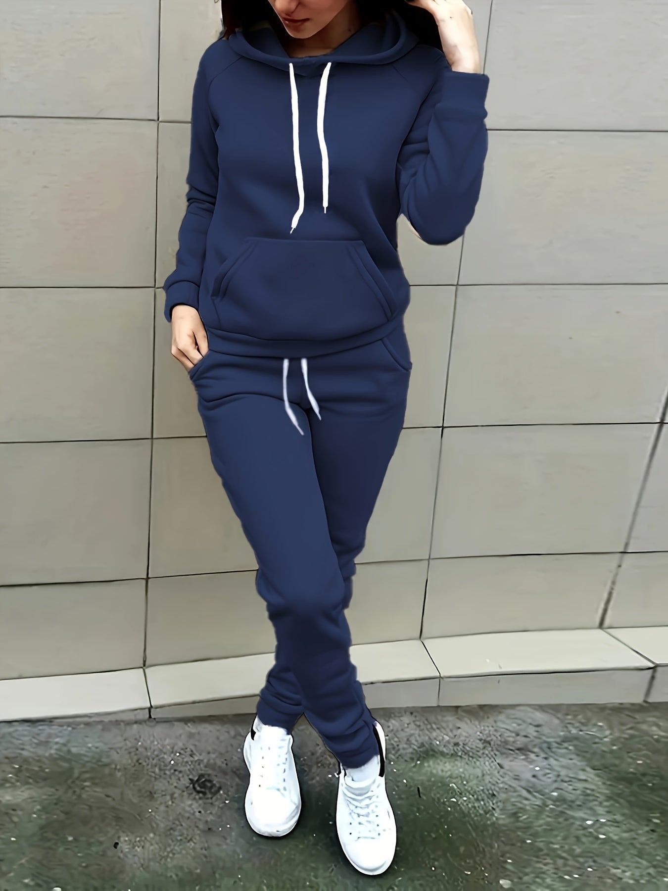 Bequemes Damen Trainingsanzug-Set aus Baumwolle | Kapuzenjacke & Jogginghose mit praktischen Taschen