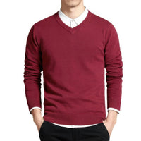 Herren Pullover | V-Ausschnitt klare Linien ruhige Form – Rot