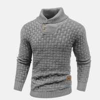 Pullover Herren Strick Mit Knopfkragen | Struktur Design – Grau