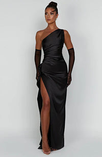 Damen Maxikleid Lang Elegant A-Linie – Schwarz