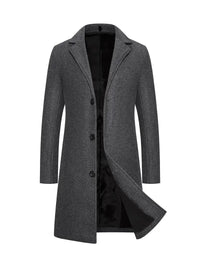 Eleganter langer Wollmantel für Herren | Hochwertig und warm für formelle Anlässe – Dunkelgrau