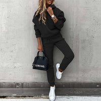 Damen Sportlicher Trainingsanzug für Winter | Warm und Bequem – Schwarz