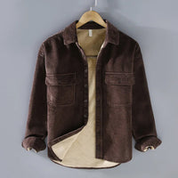 Warme Herren-Cordjacke für den Winter – Braun