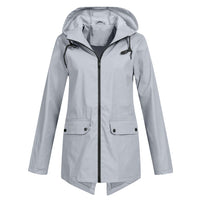 Damen Kapuze Regenjacke | Wasserdichte – Grau
