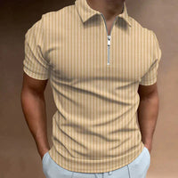 Sportliches Herren-Poloshirt mit Streifen und Reißverschluss – Gelb