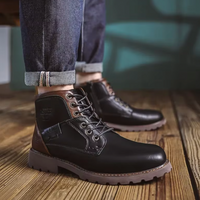 Vintage Leder Herren Stiefel – Schwarz