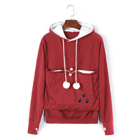 Damen Kapuzenpullover mit Tiertasche - Kuschelig & Warm - 100% Baumwolle – Rot