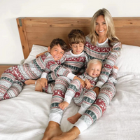 Familien Weihnachts-Pyjama Set Bequem Weicher Stoff – Grau