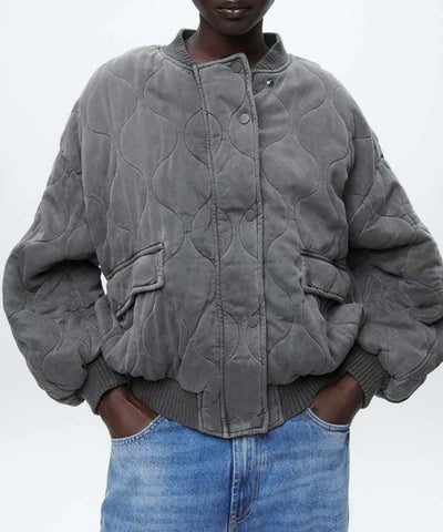 Wivase | Locker sitzende graue Bomberjacke