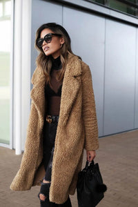 Federica | Lange Fleece Winterjacke – Braun