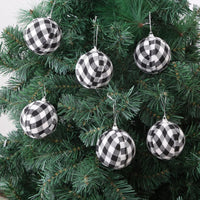 FestiGlobes | Mini-LED-Weihnachtskugeln für den Heimgebrauch – Weiß kariert