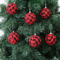 FestiGlobes | Mini-LED-Weihnachtskugeln für den Heimgebrauch – Kariertes Rot
