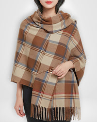 Schal Damen mit Karomuster 180 x 50 cm – Beige