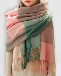 Schal Damen mit Karomuster 180 x 50 cm – Rosa