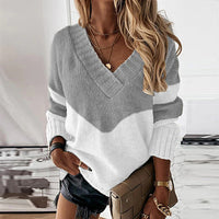 Pullover Damen V-Ausschnitt Strick | Leicht & Stilvoll – Grau