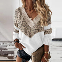Pullover Damen V-Ausschnitt Strick | Leicht & Stilvoll – Leoparden
