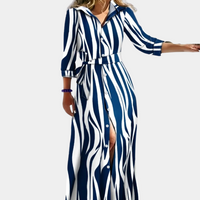 Daniela | Elegantes und bequemes Maxikleid für Frauen – Blau gestreift