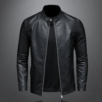Herren Schlanke Passform Biker Jacke | Schwarz – Schwarz