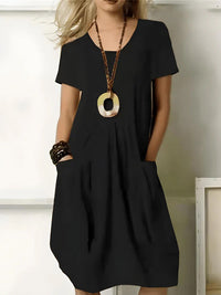 Elise™  | Elegantes Kleid mit Bauchbedeckung – Schwarz