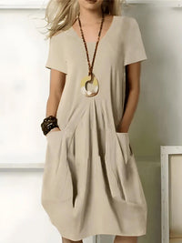 Elise™  | Elegantes Kleid mit Bauchbedeckung – Beige