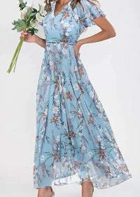 Miranda | Elegantes Blumenkleid - schick und anmutig – Blau