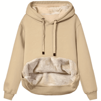 Plüschgefütterter Hoodie mit kuscheliger Innenseite für Frauen – Beige