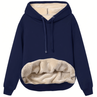 Plüschgefütterter Hoodie mit kuscheliger Innenseite für Frauen – Blau