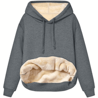 Plüschgefütterter Hoodie mit kuscheliger Innenseite für Frauen – Dunkelgrau