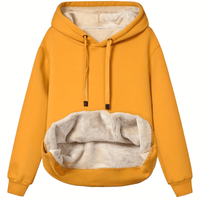 Plüschgefütterter Hoodie mit kuscheliger Innenseite für Frauen – Gelb